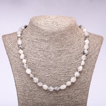 Rutilated Quartz Hairy Bead Necklace, 6-8mm diameter, 48cm length