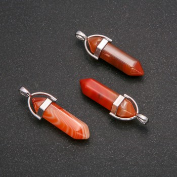 Carnelian Hexagon Pendant 4cm