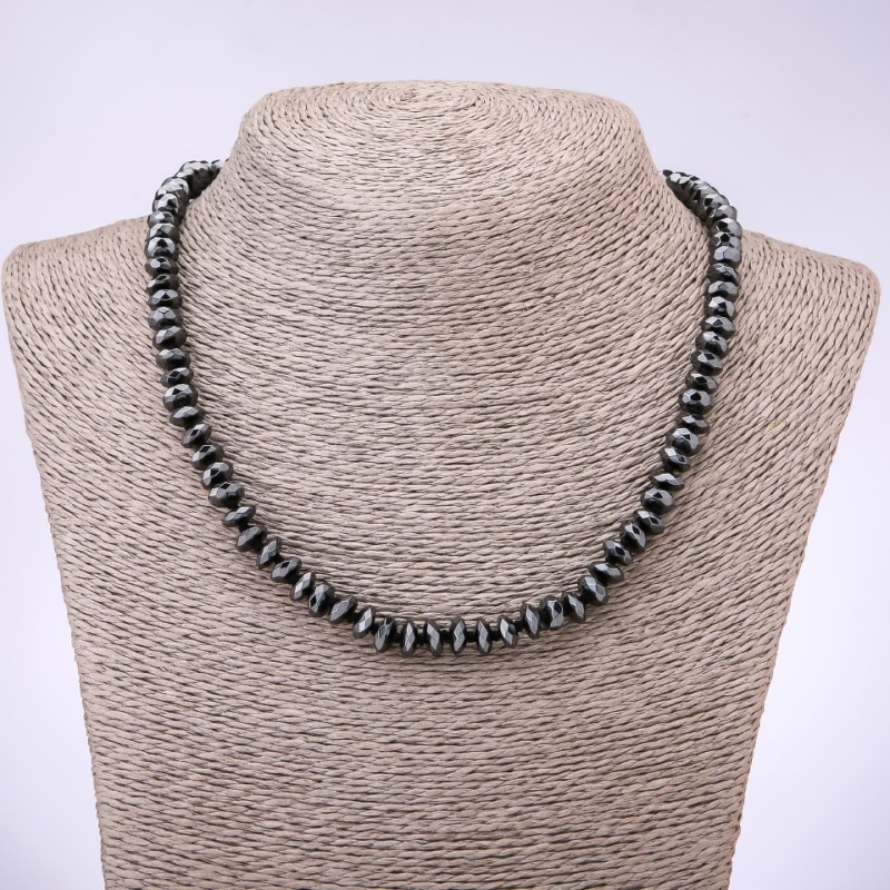 Beads Hematite Faceted Rondelle, diameter 8x3, 5mm, length 45cm