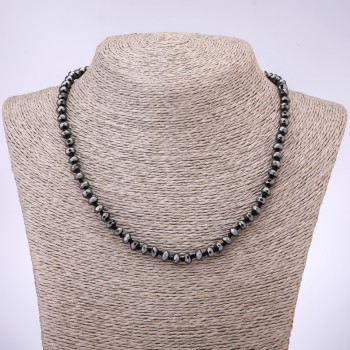 Hematite Faceted Rondelle Necklace, 6x4mm, 45cm