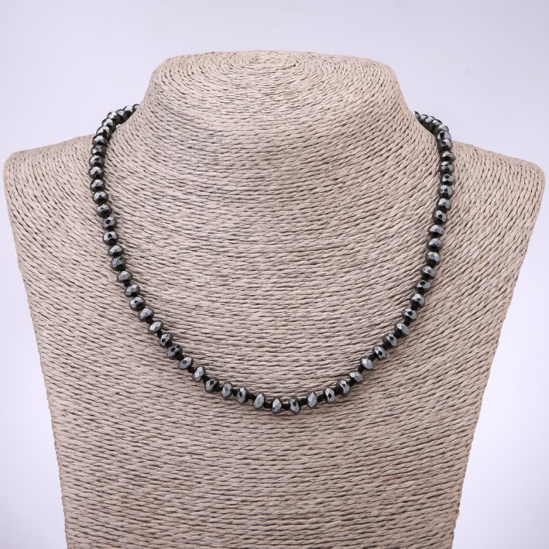 Hematite Faceted Rondelle Necklace, 6x4mm, 45cm