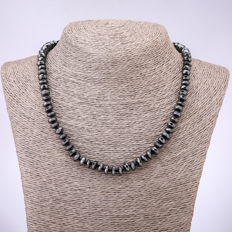 Hematite Bead Necklace Grenished Rondelle, 8x4mm, 45cm