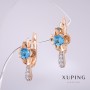 Xuping Earrings with Blue Stones 20x10mm 18k Gold Plated