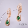 Xuping Earrings with Green Stones 25x8mm Gold Plated 18K