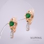Xuping Earrings with Green Stones 20x10mm 18k Gold Plating