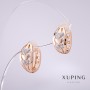 Xuping Earrings with White Rhinestones, 14x7mm, 18K Gold Plated