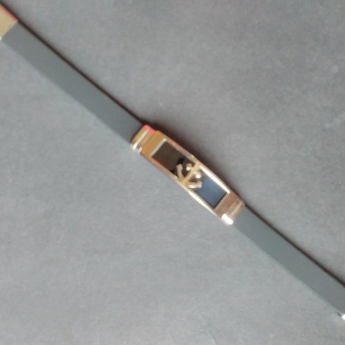 Men's bracelet "Steel Plate" anchor, rubber 21 cm circumference