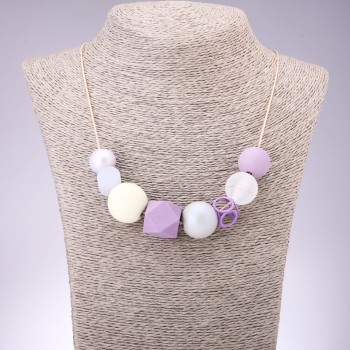 Geometria Necklace with Wooden Beads, 70 cm