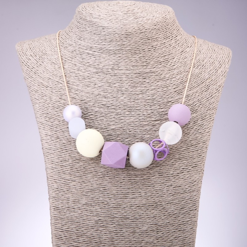 Geometria Necklace with Wooden Beads, 70 cm