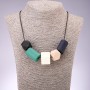 Necklace Geometry with multicoloured wooden beads, 45–70cm adjustable
