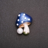 Sale! Mushroom Brooch 29×22mm blue enamel yellow metal