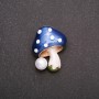 Sale! Mushroom Brooch 29×22mm blue enamel yellow metal