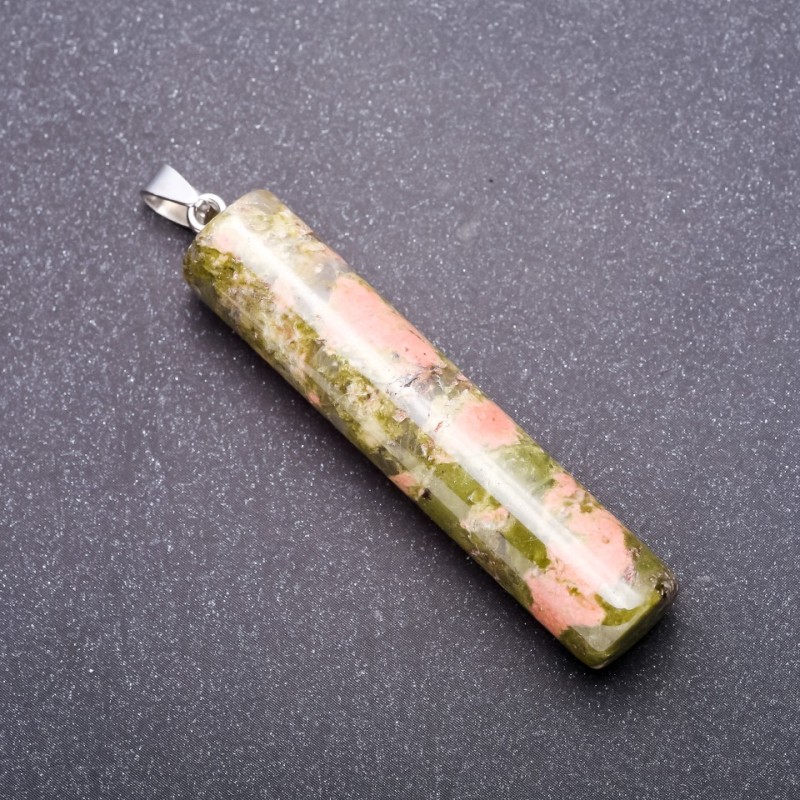 Cylindrical pendant made of natural gemstone Heliotrope 64×54×12mm