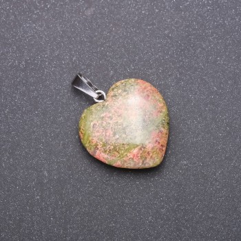 Pendant “Heart” made from natural gemstone Heliodor 28x19x19mm (+-)