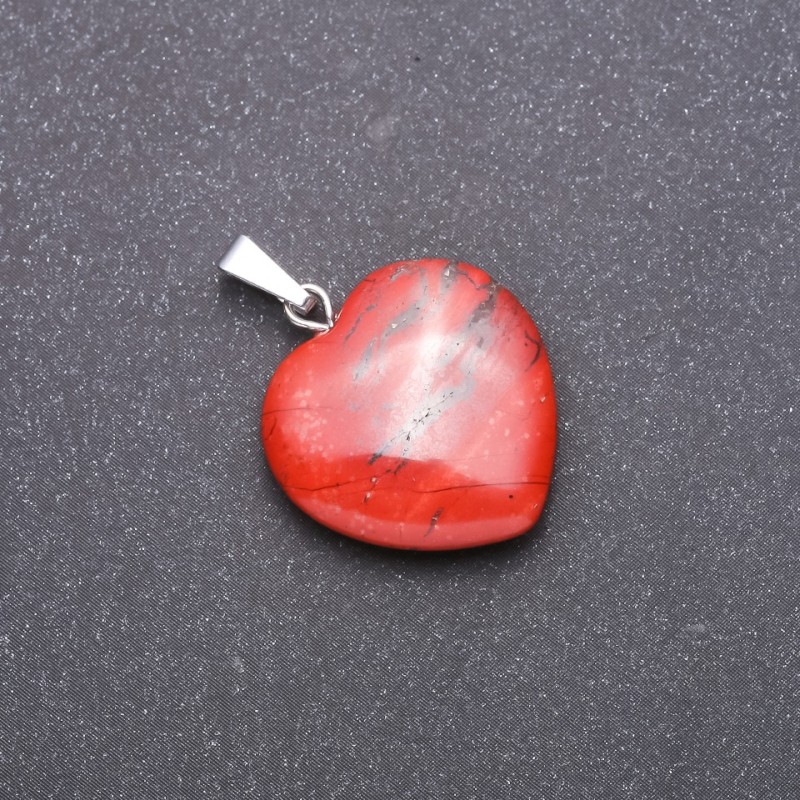 Heart Pendant made of natural Red Jasper stone, 28x19x19mm (+/-)