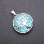 "Tree" Pendant with Green "Turquoise" Stone (Artificial), Diameter 27mm