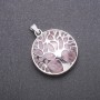 "Tree" Pendant with Natural Rose Quartz Stone, diameter 27mm