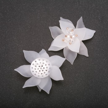 Flower Lily White Acrylic Motif Patch Ø50 mm