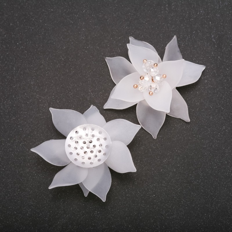 Flower Lily White Acrylic Motif Patch Ø50 mm
