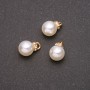 "Pearl" Pendant (Plastic), Small, Yellow Metal 10x15mm, Hole Diameter 2.5mm, Pack of 10pcs +