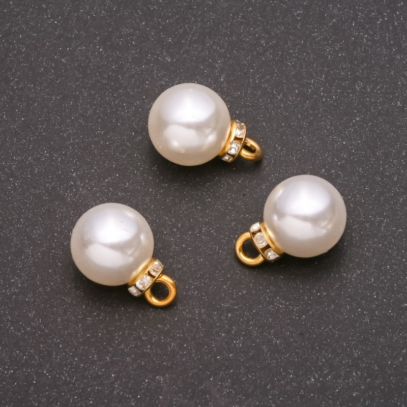 Pendant Findings "Pearl" (plastic) yellow metal 12x17mm, hole diameter 1.8mm, pack of 10 +