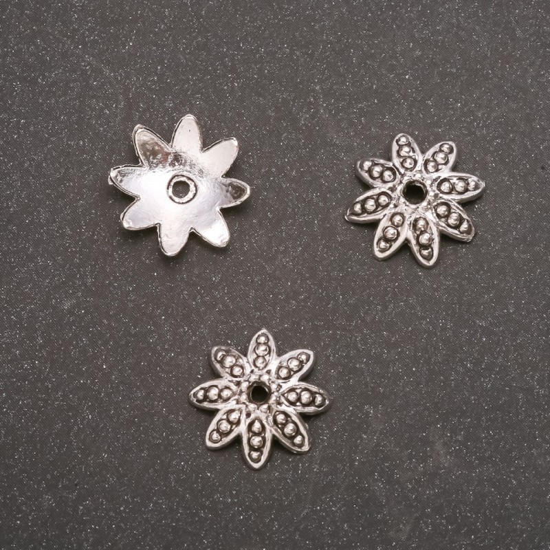 End cap for beads, grey metal 14mm, inner diameter 2mm, pack of 20
