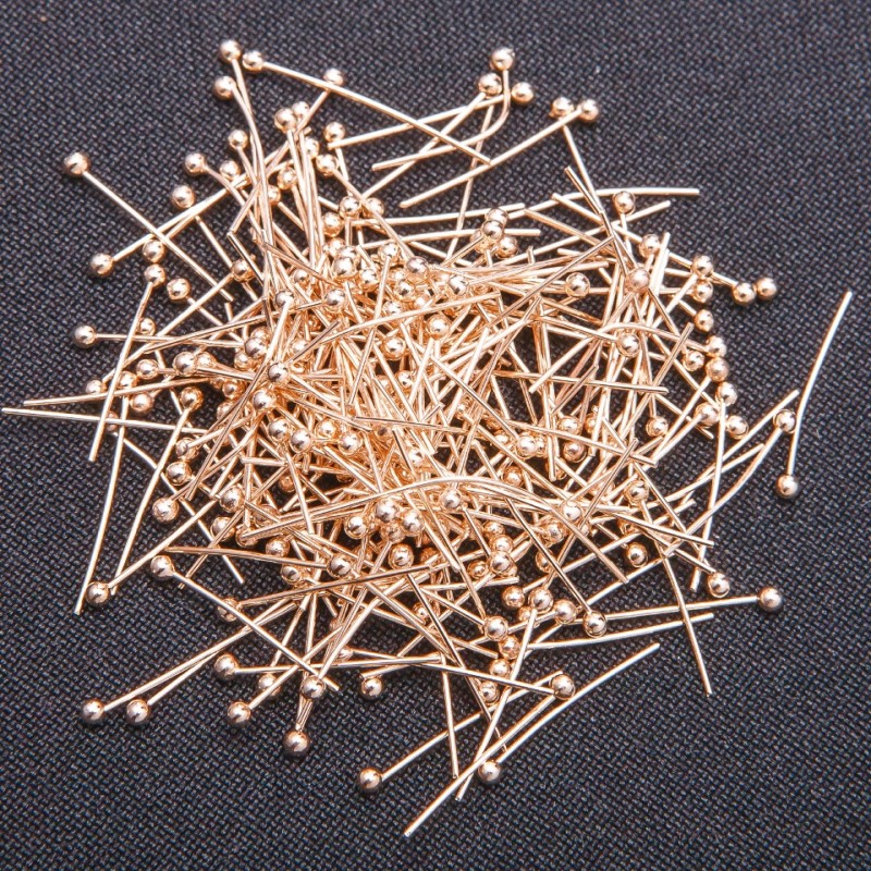 Cap stamp pin head pin ball yellow metal, length 40mm 390g