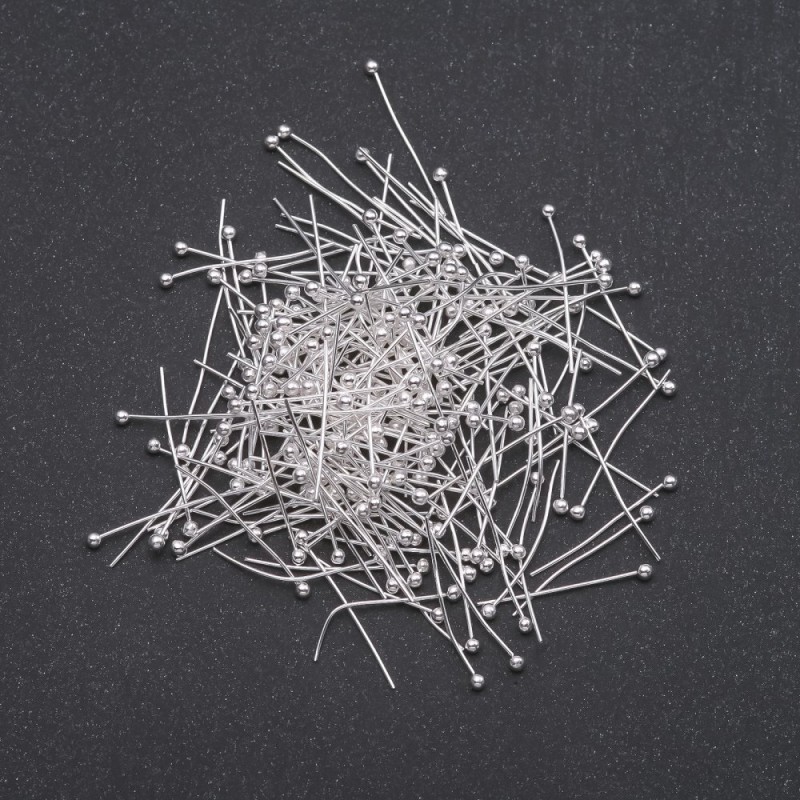 Findings Ball-Head Pins, Light Metal, Length 20mm, 250g, 5000pcs