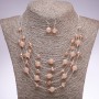 Star Dust Earrings and Necklace Set "On the Strings of the Soul" beads "champagne", diameter 5-10mm, length 45-50cm