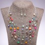 Set of Earrings and necklace "On the Strings of the Soul" multi-coloured mother-of-pearl beads, 7mm and 5mm diameter, length 45-50cm