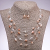Set of Earrings and Necklace "On the Strings of the Soul" beads cubes "champagne", diameter 5-8mm, length 45-50cm