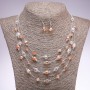Set of Earrings and Necklace "On the Strings of the Soul" beads cubes "champagne", diameter 5-8mm, length 45-50cm