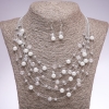 Set of Earrings and Necklace "On the Strings of the Soul" white beads, diameter 5-8mm, length 45-50cm