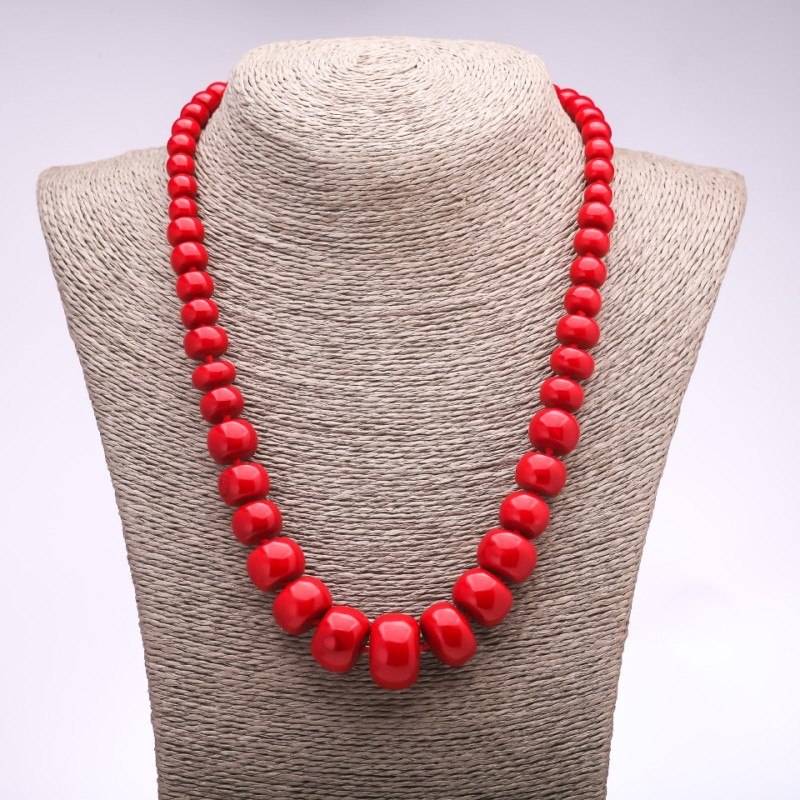 Pressed Coral Necklace Rondelle Beads on a Longer Length, 8x6mm to 20x14mm, 50cm