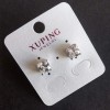 Xuping Stud Earrings with White Stones, Square 8mm Rhodium Plated