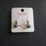 Xuping Earrings with Green Zircons 17x13mm Rhodium