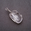 Pendant with natural stone tumbled Crystal in silver-plated setting 20x20mm (±)