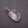 Pendant with natural stone tumbled Crystal in silver-plated setting 20x20mm (±)