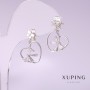 Earrings Xuping Hearts with White Stone 20x15mm Rhodium