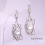 Xuping Earrings with White Stone 40x12mm Rhodium
