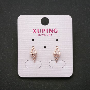 Xuping stud earrings with white stones, 14mm length, 18K gold plated