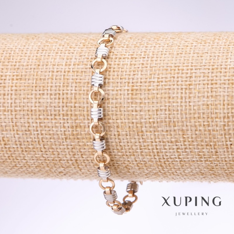 Xuping Bracelet of Fantasy Weave, 6mm thick, 19cm length, rhodium-plated, 18k gold plated