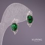 Earrings Xuping with green stones 18×7mm Rhodium