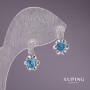 Xuping Earrings with Blue Stones 17x10mm Rhodium