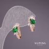 Xuping Earrings with Green Stones 15x9mm 18K Gold Plating