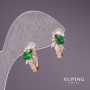 Xuping Earrings with Green Stones 15x9mm 18K Gold Plating