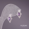 Xuping Earrings with Lilac Stones 15x10mm Rhodium
