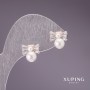 XUPING Earrings with Pearls "Mallorca" 11×11mm 18K Gold Plated