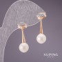 Xuping Earrings with Pearls "Mallorca" 26×8mm 18K Gold Plated