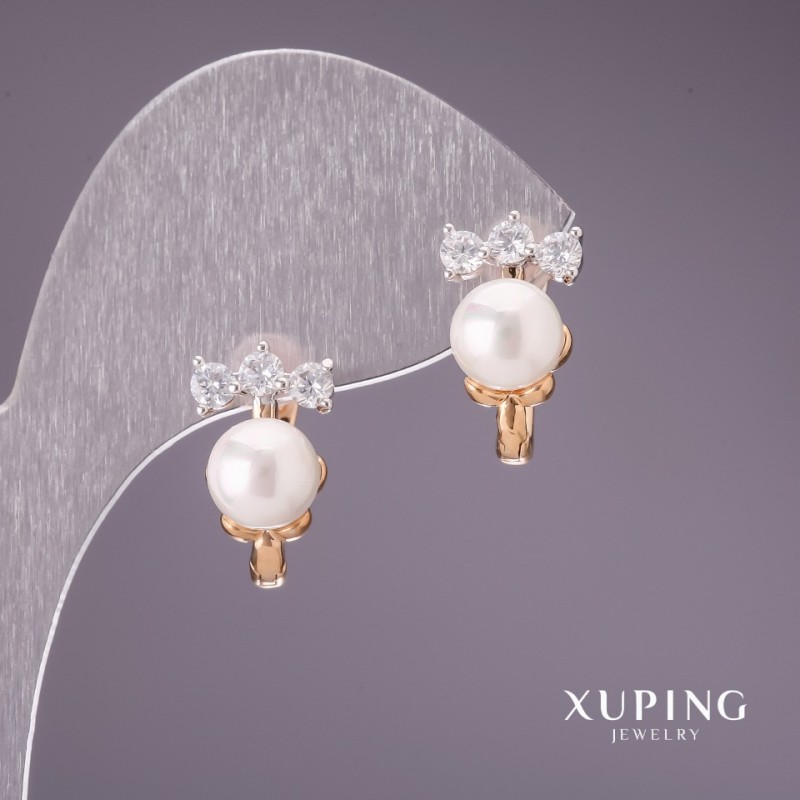 Xuping Pearl Earrings "Mallorca" 16x10mm 18k Gold Plated